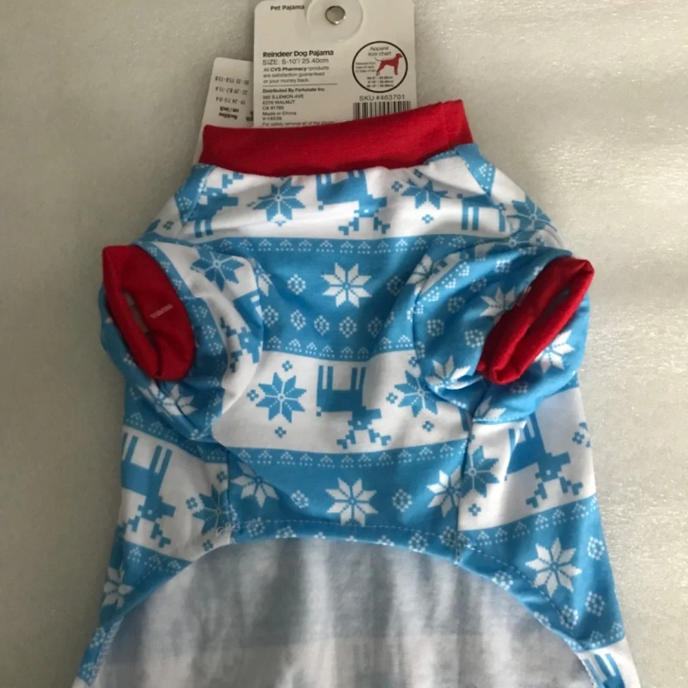 Pet Central Reindeer Dog Pajama NEW Size S-10”/25.40cm